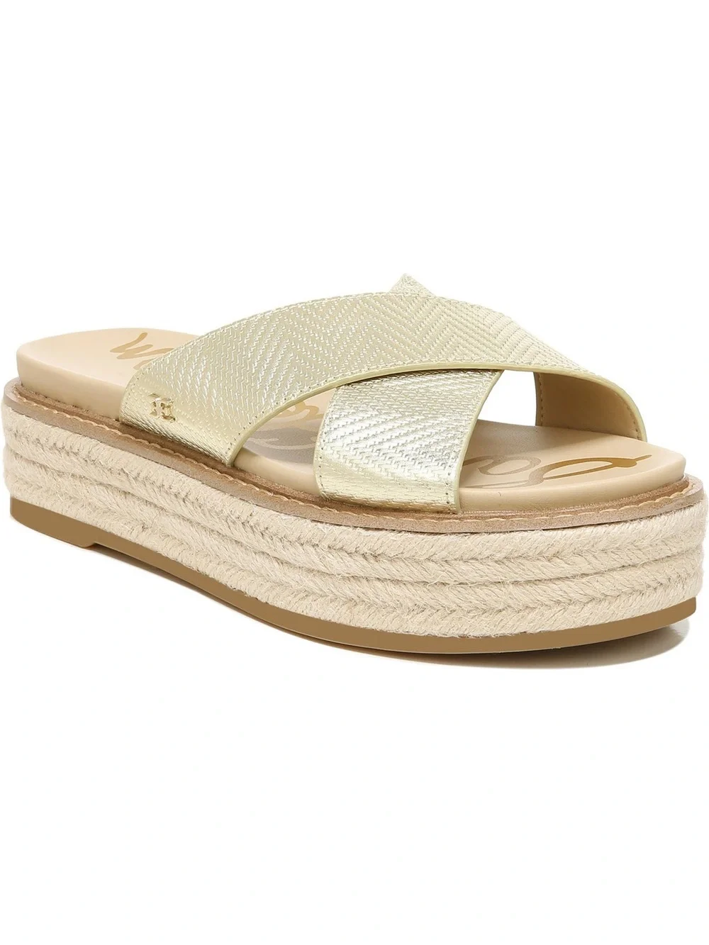 Gold Platform Espadrille Slide Sandals - Womens
